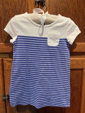 GAP White and Blue Striped Casual Kids Dress